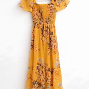 LC Lauren Conrad Mustard Floral Maxi Dress